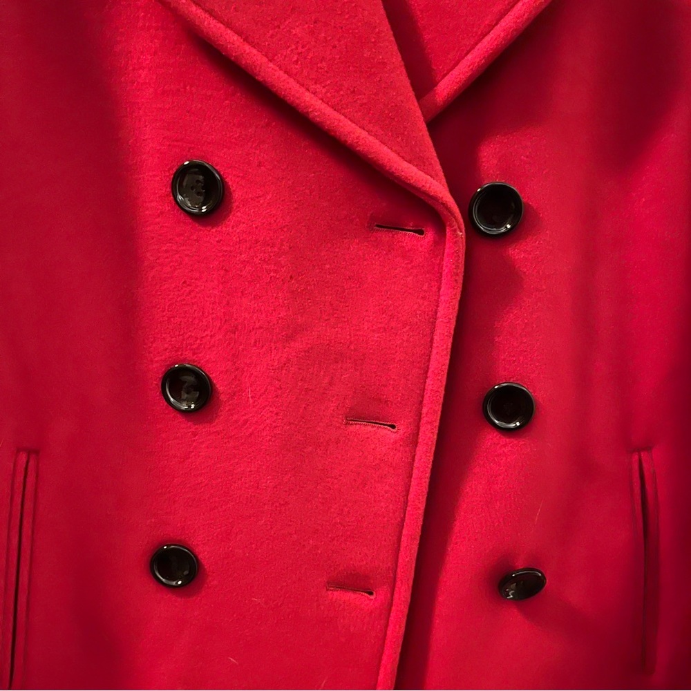 ❣️Calvin Klein Red Classic Winter Fall Autumn 100% Wool Pea Coat Size 10 Large❣️ - Picture 4 of 13